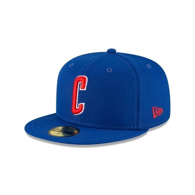 Blue Chicago Cubs Hat - New Era MLB Ligature 59FIFTY Fitted Caps USA2487169